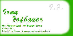 irma hofbauer business card